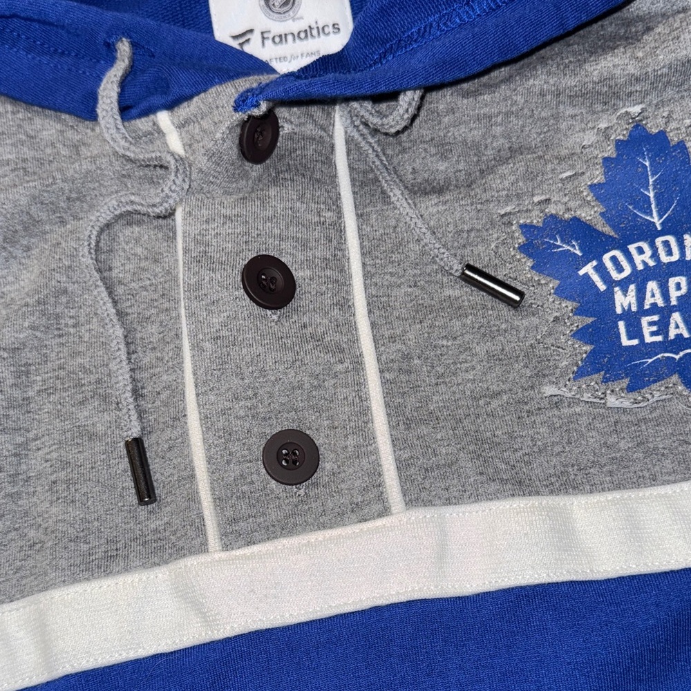 Fanatics‎ Blue and Gray Toronto Maple Leafs Men's Hoodie NWOT - Picture 3 of 4